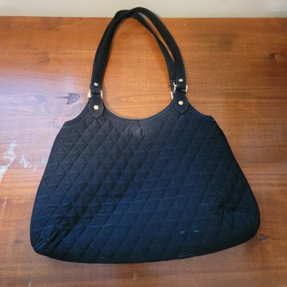 VERA BRADLEY “Slim Hobo” Black Quilted Microfiber Shoulder Bag - Picture 8 of 13